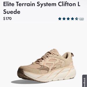 Hoka elite terrain Clifton suade tan shoe